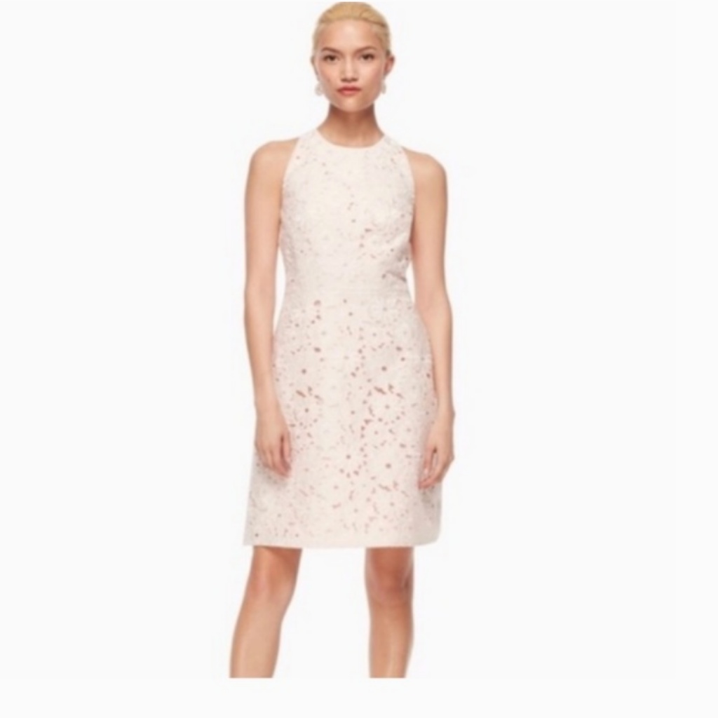 Kate Spade Pink Floral Lace Cut Out Dress 6 Nwot